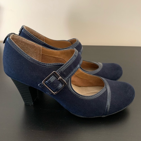 Suede Blue Mary Jane Pumps - Picture 3 of 5